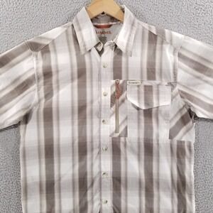Simms Fishing Shirt Mens Small Plaid Outdoor Hiking Camping Vented Utility
